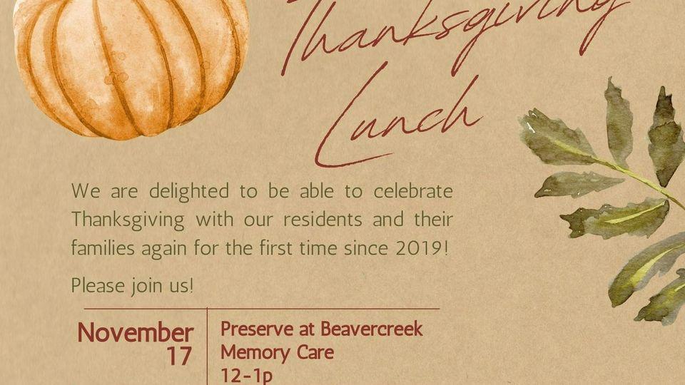 Preserve Thanksgiving Lunch